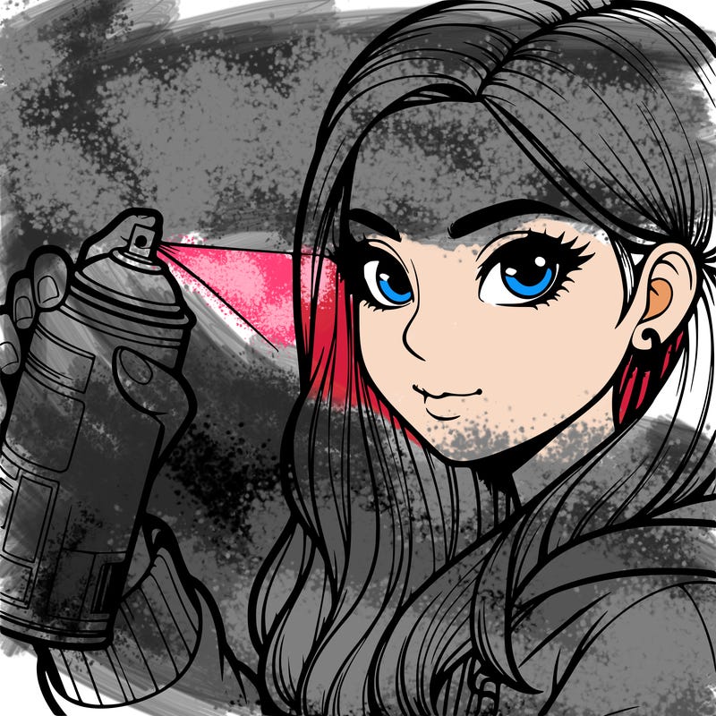 a realistic girl spray, painting