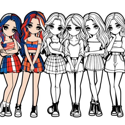 a group of girls realistic