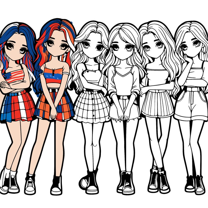 a group of girls realistic