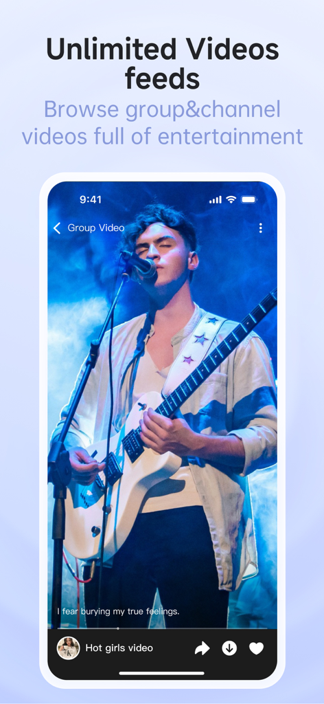 Turrit -Messenger for Telegram - Smartphone screen showing a vertical TikTok-style video feed within the Turrit messenger app