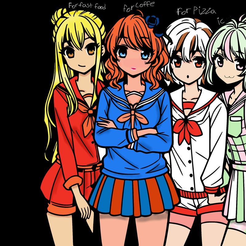 teen manga girls group of 5