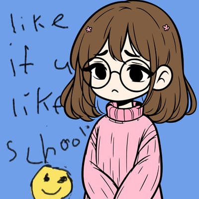 sad girl with glasses in a sweater