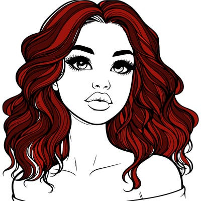 realistic girl with wavy hair and lips