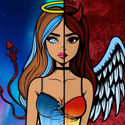 devil vs angel realistic girl