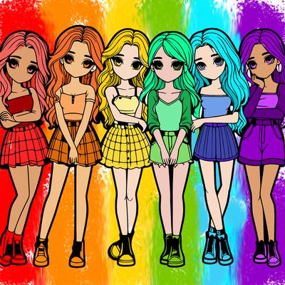 a group of girls realistic