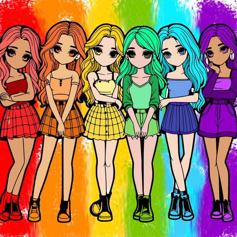 a group of girls realistic