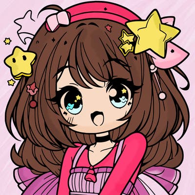 cute anime girl with star accessories