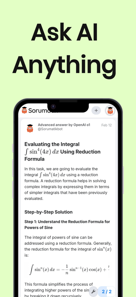 Sorumatik - AI Homework Helper - Mobile screen showing a step by step AI math solution on Sorumatik