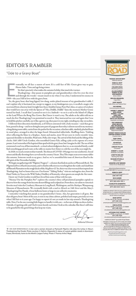 American Road Magazine - A digital magazine page titled Editor's Rambler from American Road Magazine.