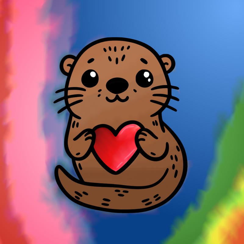 otter with a heart