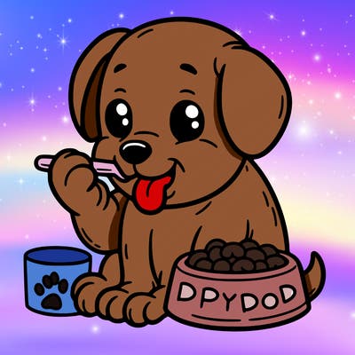 puppy eating food