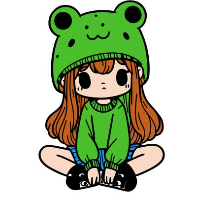 a girl wearing a frog hat and some frog socks