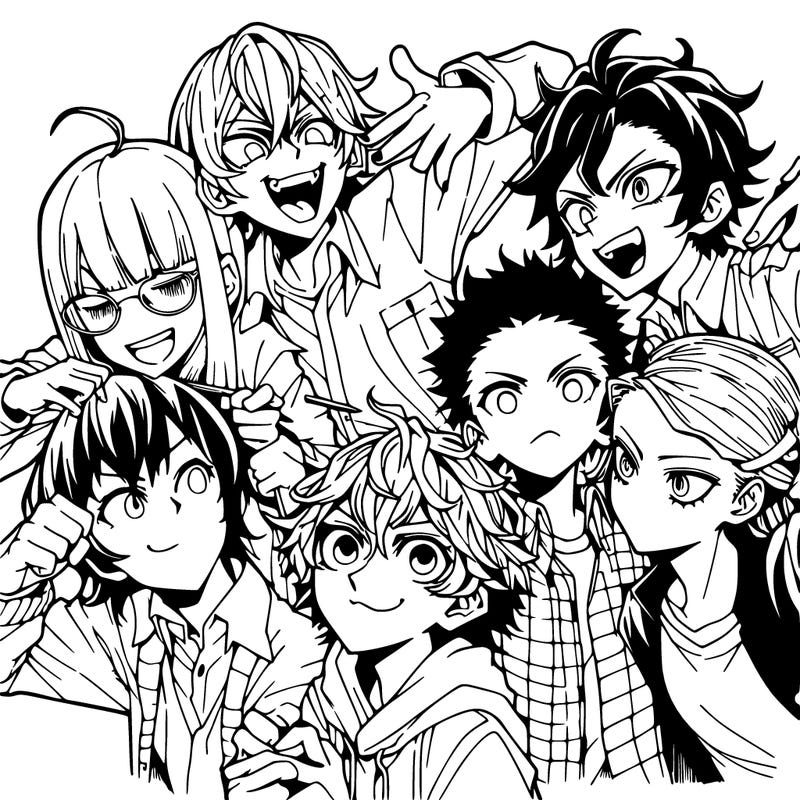 manga group of friends messing around