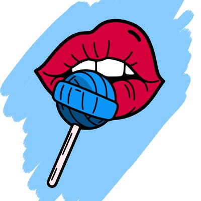 lip with a lolly  pop