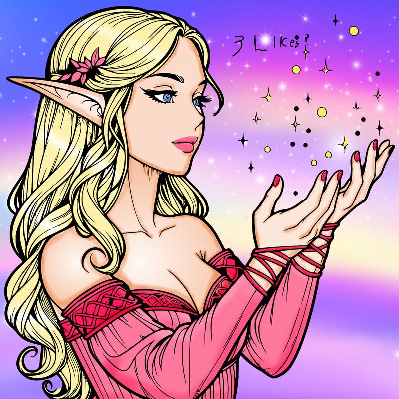 realistic elf girl doing magic