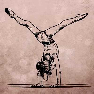 realistic gymnastic hand stand girl in four splits