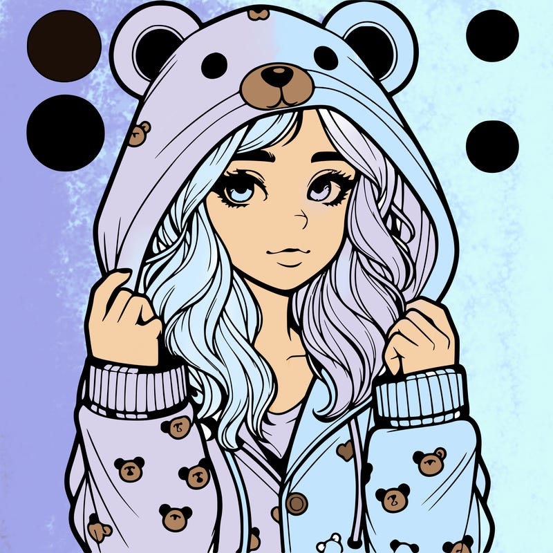 realistic girl in a animal pjs hoodie