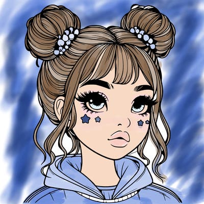realistic girl with space buns