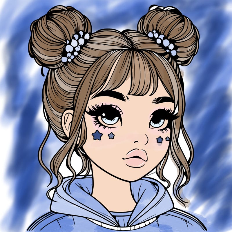 realistic girl with space buns