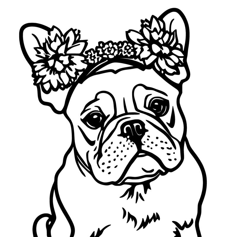 french bulldog with a flower crown