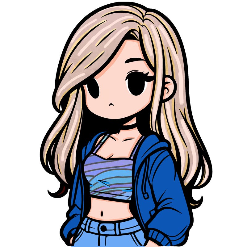 girl with long hair crop top and jacket