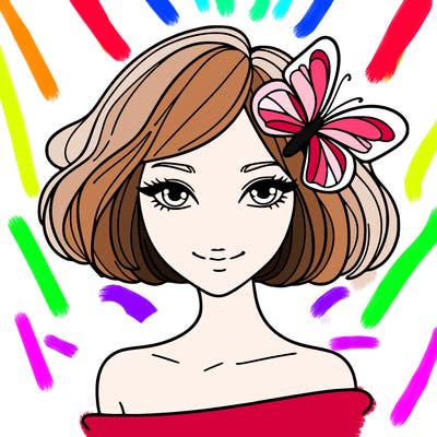 woman with butterfly short hair