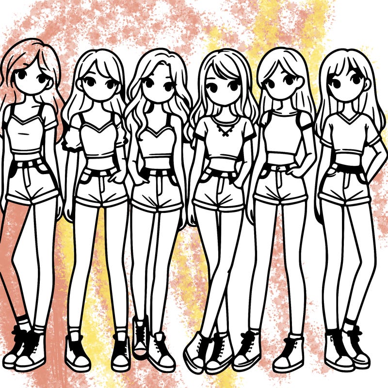 a group of girls wearing crop tops and shorts