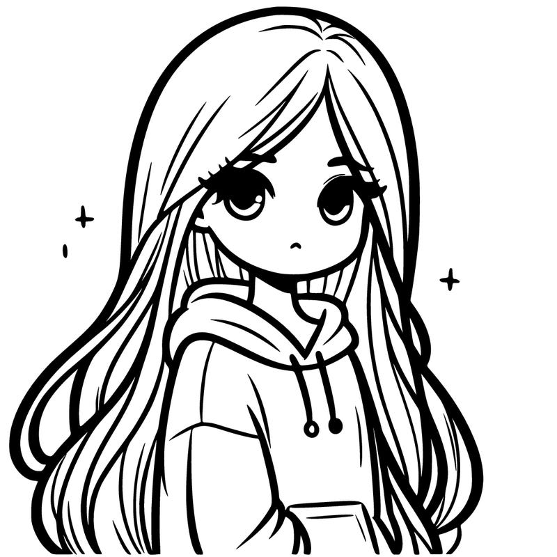 girl with long hair and a hoodie