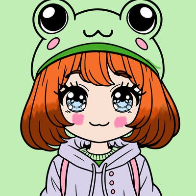 cute girl teenage with a frog hat