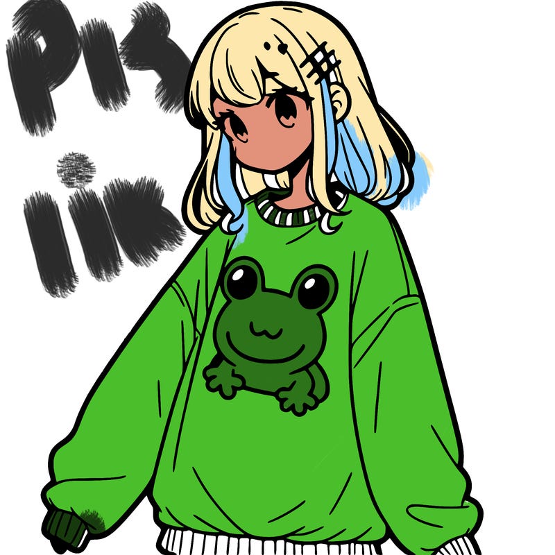 girl wearing frogging sweatshirt