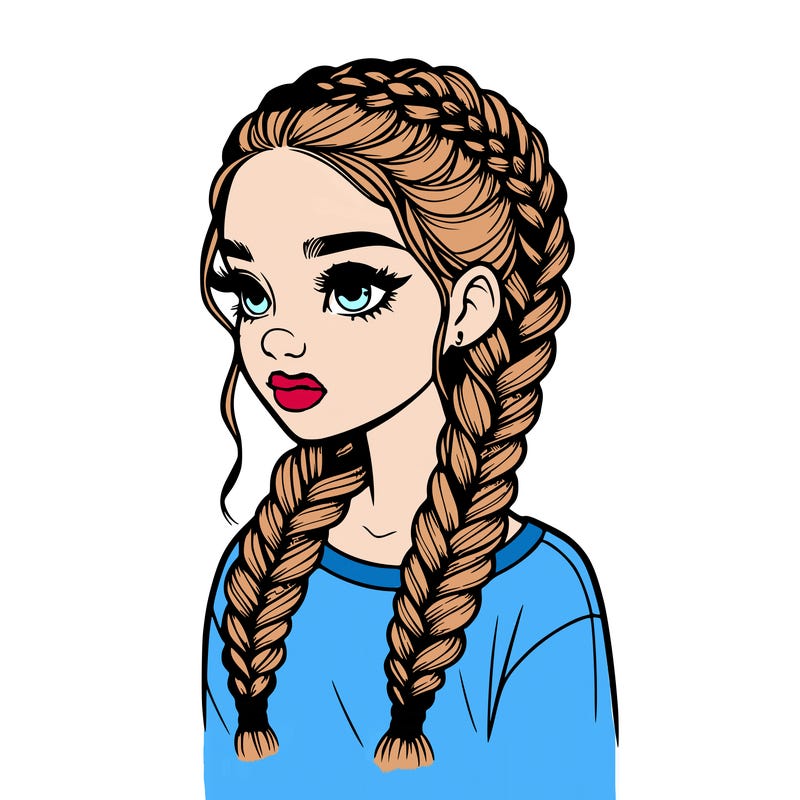 realistic girl with braids