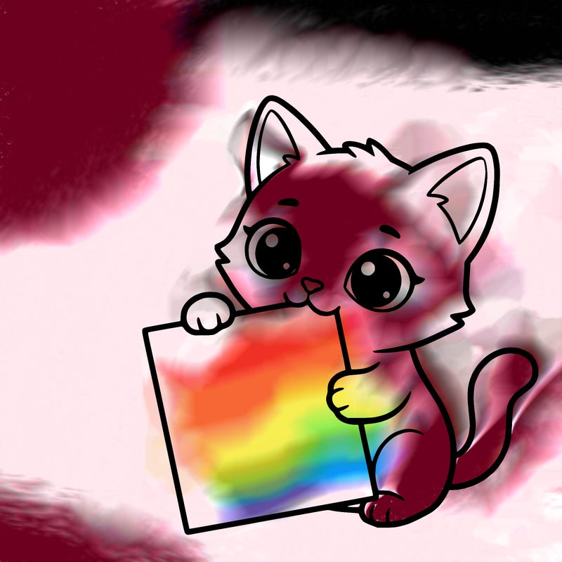 a small cat with a blank sheet of paper in its hand. the cat is sooooooo cute!