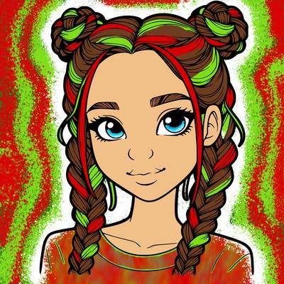 realistic girl with braids