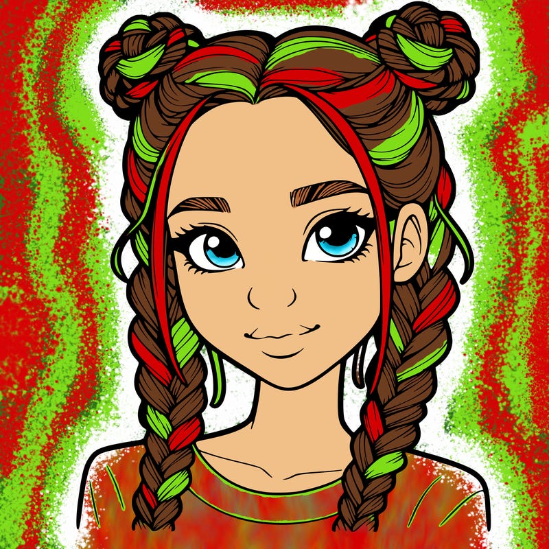 realistic girl with braids