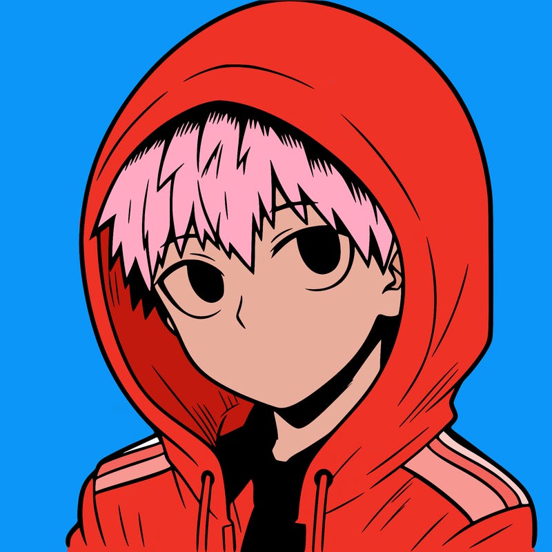 manga character with a hoodie