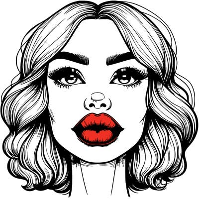 realistic person with realistic big lips