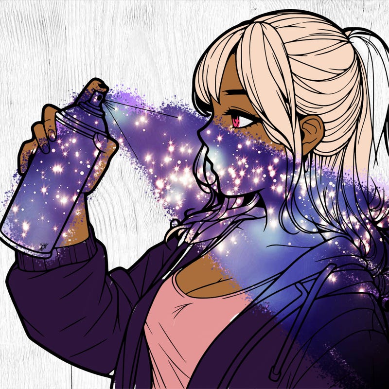 a realistic girl spray, painting