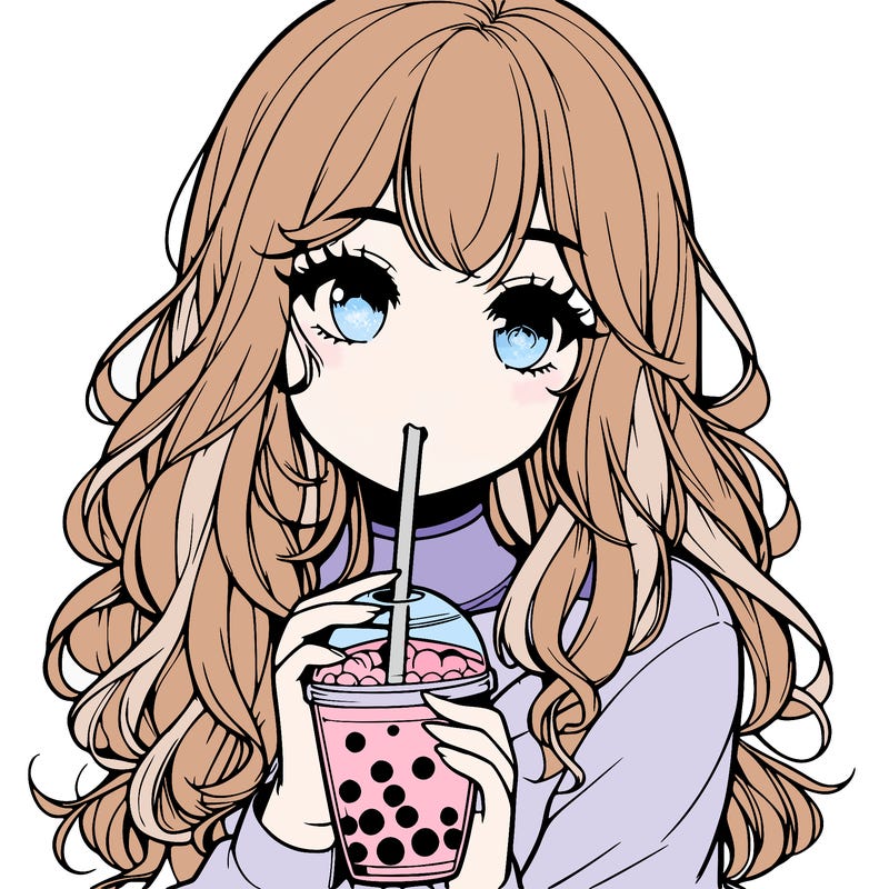 realistic girl drink a boba