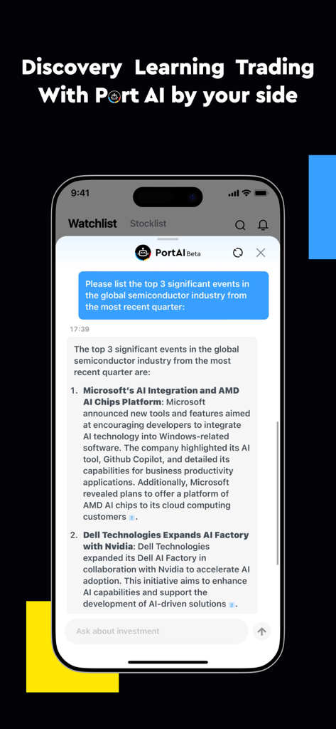 Longbridge app PortAI chatbot providing financial analysis and industry news