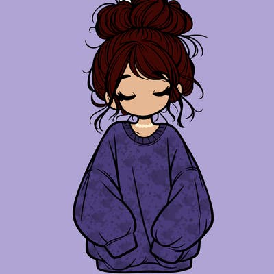 girl with baggy sweatshirt and messy bun