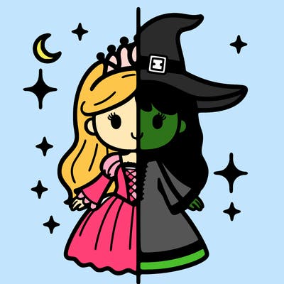 split princess and witch