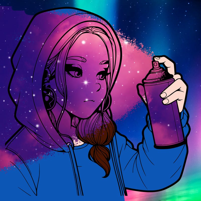 a realistic girl, spray painting