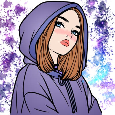 a realistic girl in a hoodie