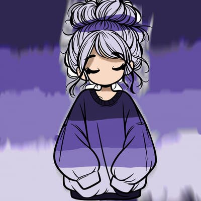 girl with baggy sweatshirt and messy bun