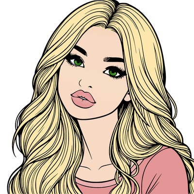 realistic girl with hair on her hair and lips