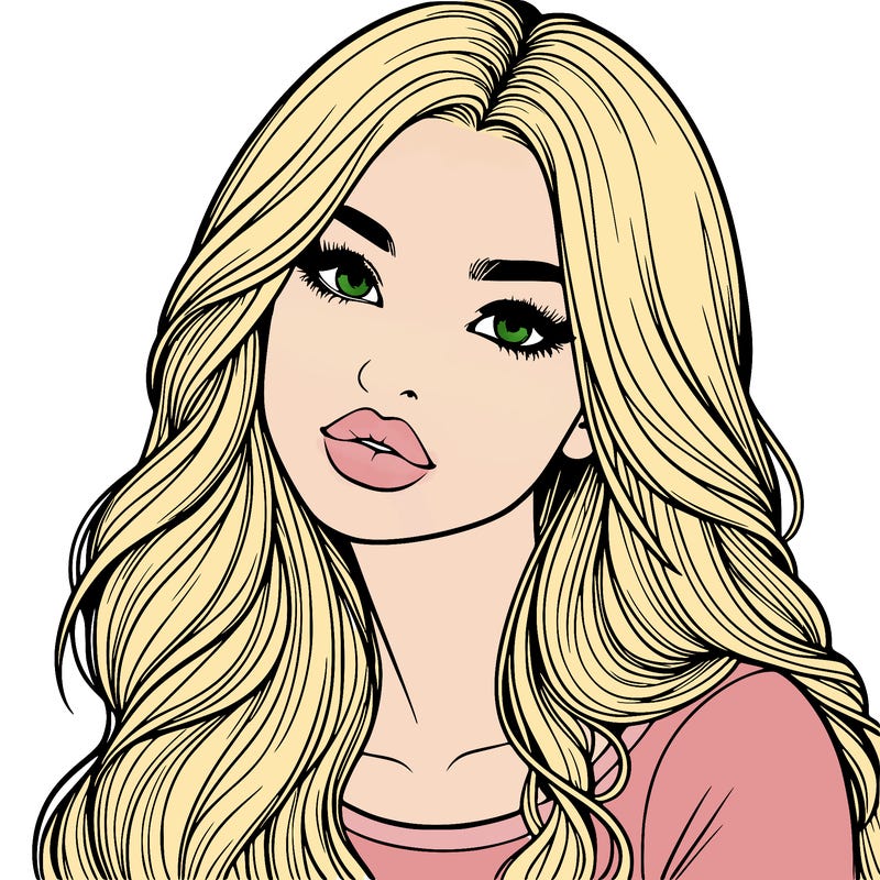 realistic girl with hair on her hair and lips