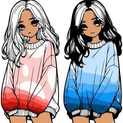 realistic girl with baggy sweater