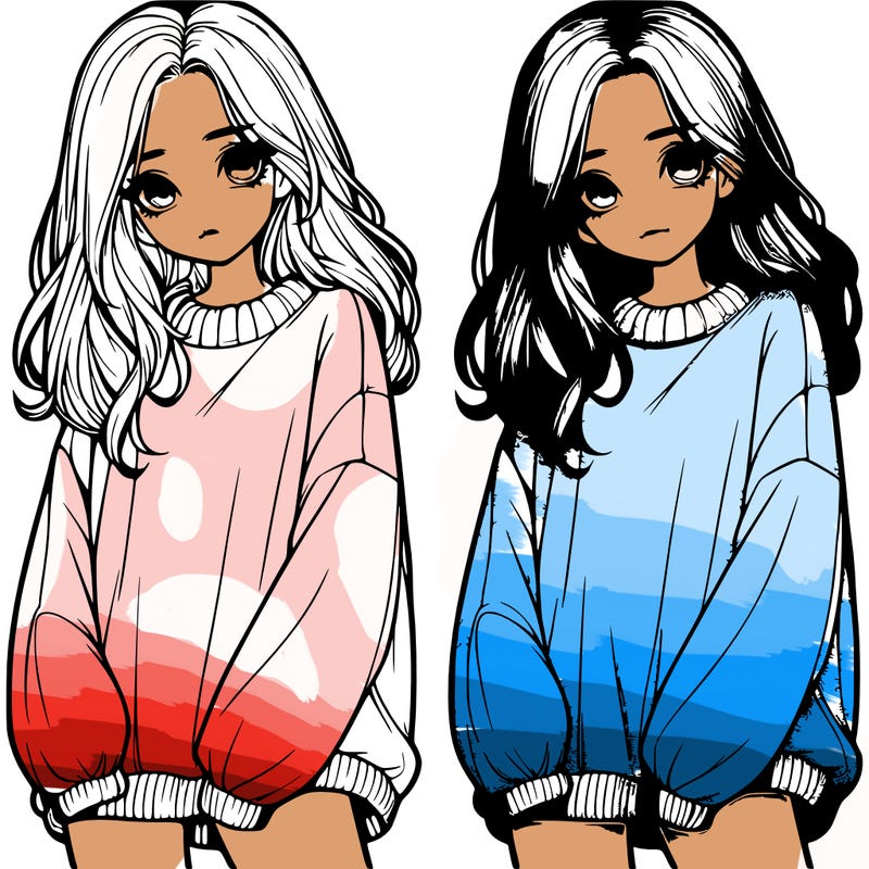 realistic girl with baggy sweater