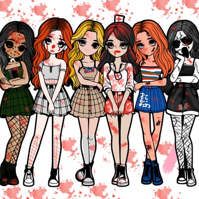 a group of girls realistic