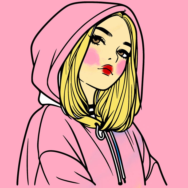 a realistic girl in a hoodie